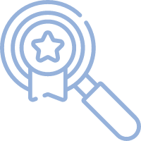 Magnify glass icon focused on a star to illustrate how TXM can help clients find the best talent 